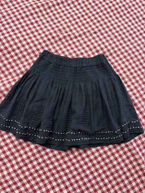 Isabel Marant Etoile Black Embellished Smocked Waist Skirt